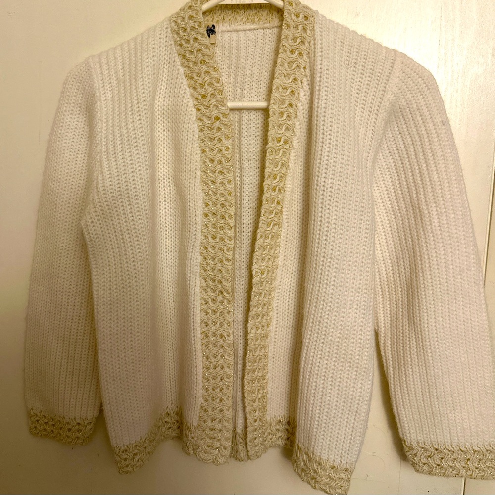 Vintage Dotty Mann white  cardigan